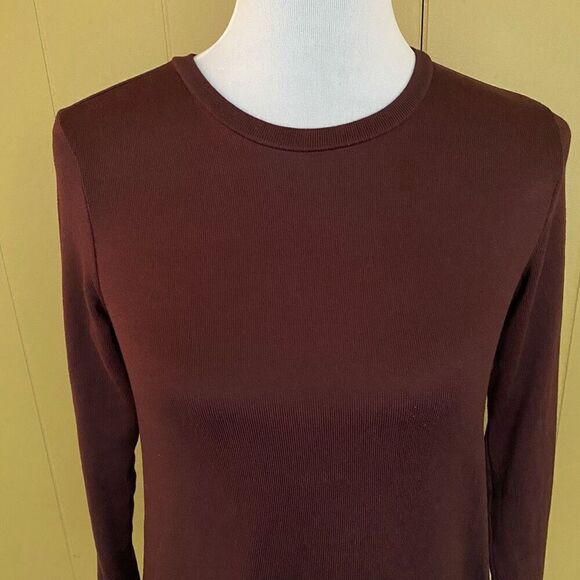 American Eagle women XS soft & plush Longsleeve Crewneck top burgundy - Picture 2 of 9